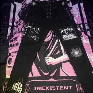 Dolls Kill Current Mood lace patched work jeans